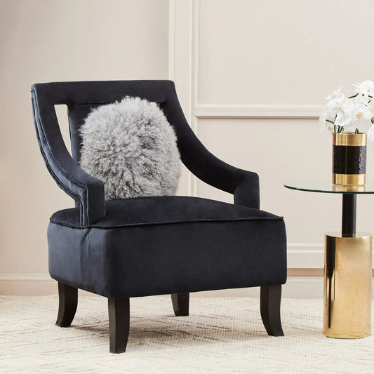 Faye Black Velvet Chair with Wooden Legs