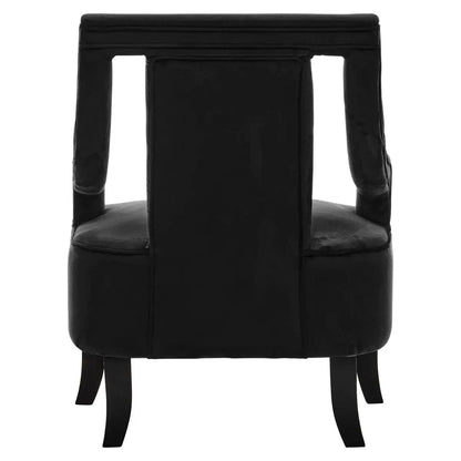 Faye Black Velvet Chair with Wooden Legs