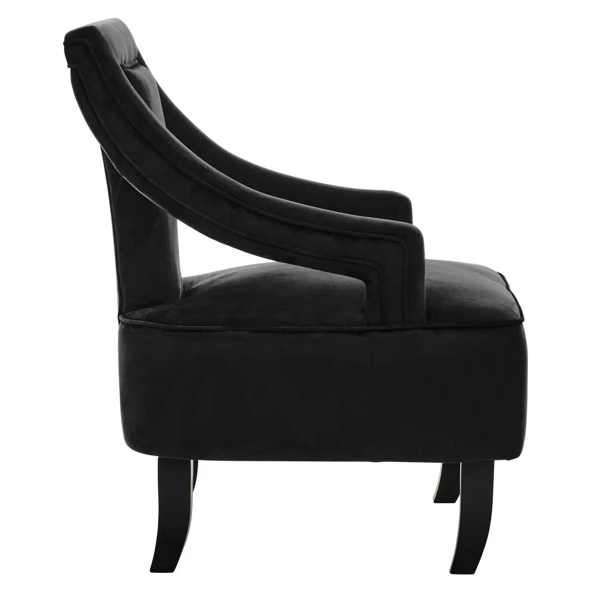 Faye Black Velvet Chair with Wooden Legs