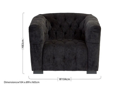 Fenton Black Fabric Armchair with Button Tufted Detail