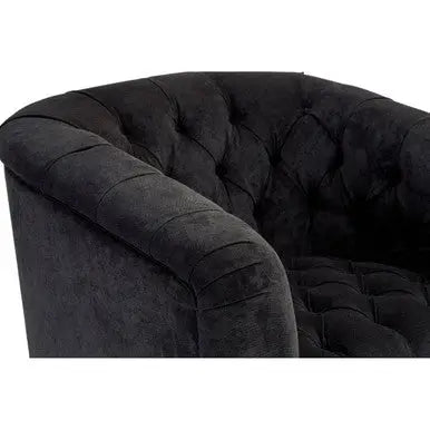 Fenton Black Fabric Armchair with Button Tufted Detail