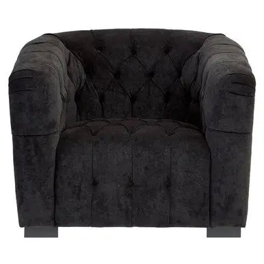 Fenton Black Fabric Armchair with Button Tufted Detail