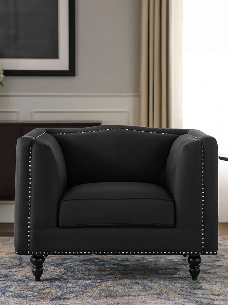 Feya Black Fabric Chair with Stud Detail