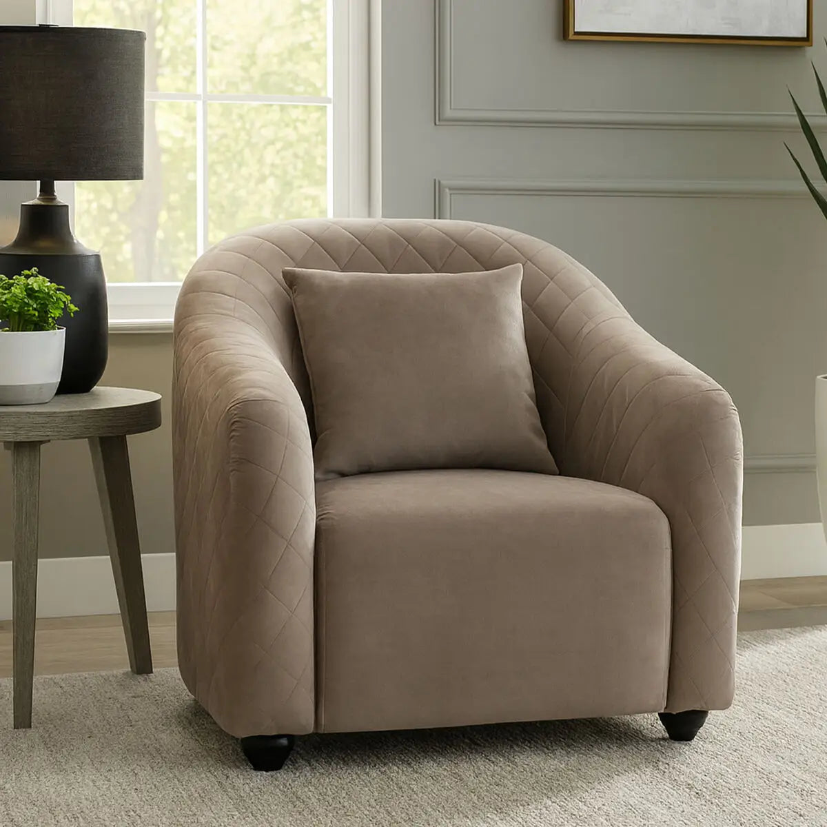 Fifi Light Grey Cotton Velvet Chair