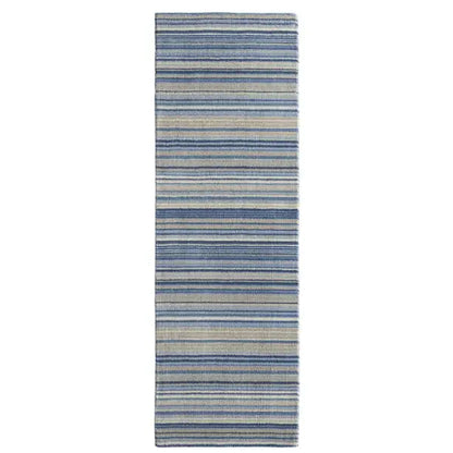 Fine Stripes Blue Wool Rug