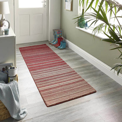Fine Stripes Red Wool Rug