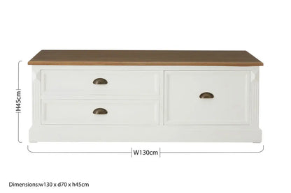 Fir Wood Veneer Top and White Wooden Coffee Table with 3 Drawers, Hardwick