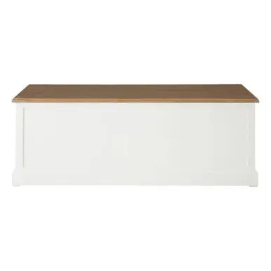 Fir Wood Veneer Top and White Wooden Coffee Table with 3 Drawers, Hardwick