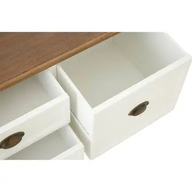 Fir Wood Veneer Top and White Wooden Square Coffee Table with 3 Drawers, Hardwick