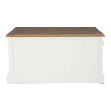 Fir Wood Veneer Top and White Wooden Square Coffee Table with 3 Drawers, Hardwick