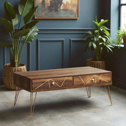 Flori Wood Effect 2 Drawer Coffee Table