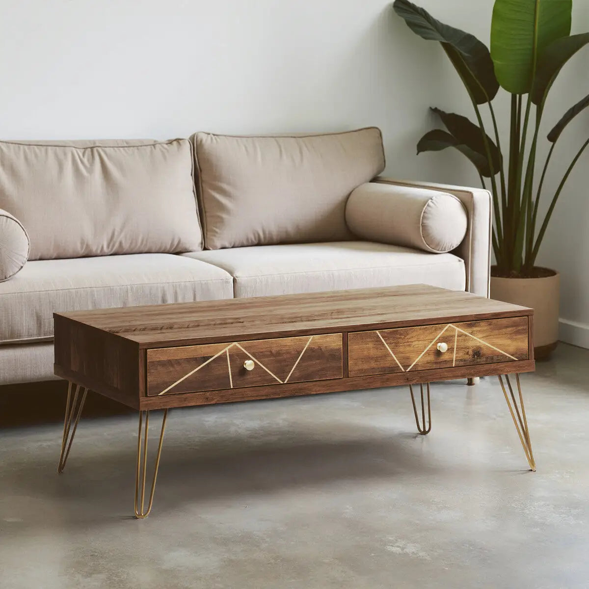 Flori Wood Effect 2 Drawer Coffee Table