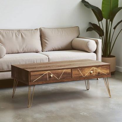 Flori Wood Effect 2 Drawer Coffee Table