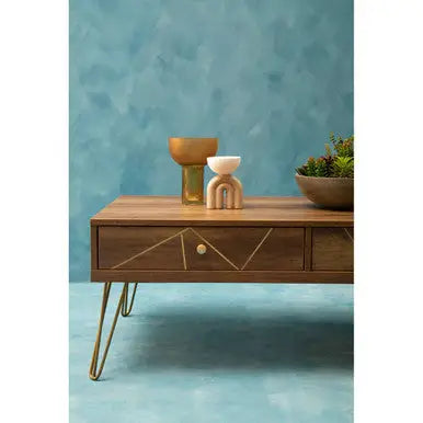 Flori Wood Effect 2 Drawer Coffee Table