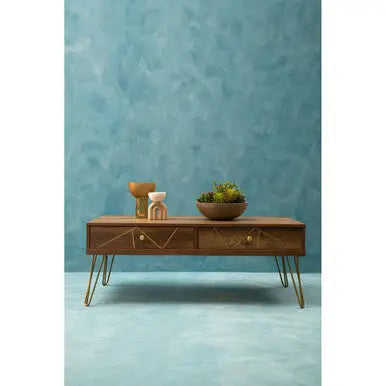 Flori Wood Effect 2 Drawer Coffee Table