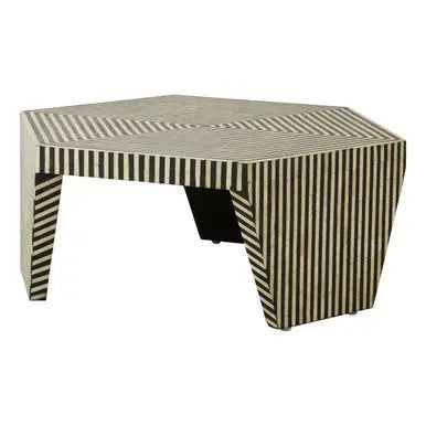 Fusion Black and White Bone Inlay Hexagonal Coffee Table