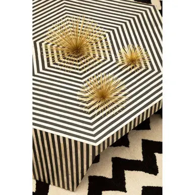 Fusion Black and White Bone Inlay Hexagonal Coffee Table