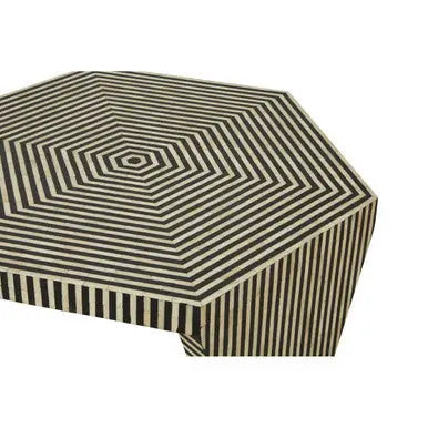 Fusion Black and White Bone Inlay Hexagonal Coffee Table
