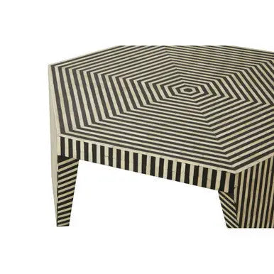 Fusion Black and White Bone Inlay Hexagonal Coffee Table