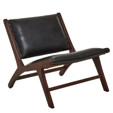 Genuine Black Leather Lounge Chair | Inca