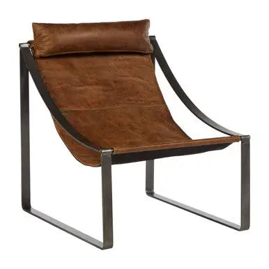 Genuine Light Brown Leather Sling Chair | Hoxton