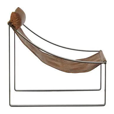 Genuine Light Brown Leather Sling Chair | Hoxton