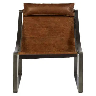 Genuine Light Brown Leather Sling Chair | Hoxton