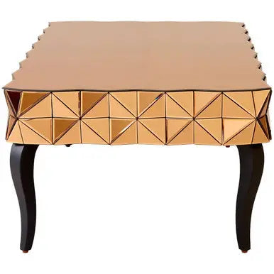 Geometric Coffee Table with 3D Glass Detail with Black and Copper Finish, Soho