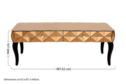 Geometric Coffee Table with 3D Glass Detail with Black and Copper Finish, Soho