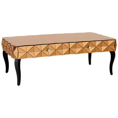 Geometric Coffee Table with 3D Glass Detail with Black and Copper Finish, Soho
