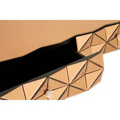 Geometric Coffee Table with 3D Glass Detail with Black and Copper Finish, Soho
