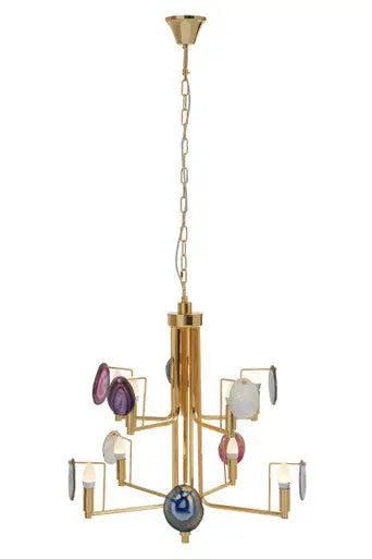 Glamour Gold and Agate 10 Light Ceiling Light