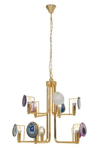 Glamour Gold and Agate 10 Light Ceiling Light