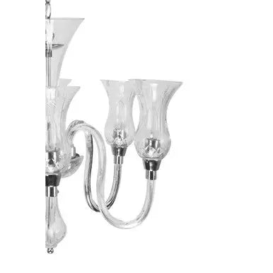 Glass And Chrome 6 Arm Chandelier | Abelia