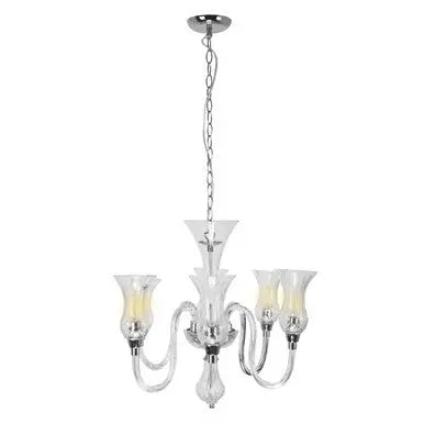 Glass And Chrome 6 Arm Chandelier | Abelia