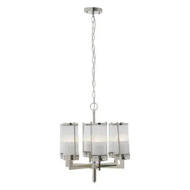 Glass and Nickel Finish 6 Arm Pendant Light | Hilton