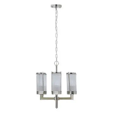 Glass and Nickel Finish 6 Arm Pendant Light | Hilton
