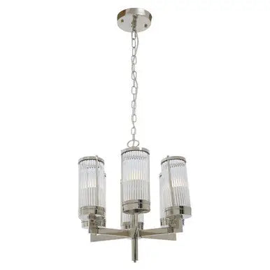 Glass and Nickel Finish 6 Arm Pendant Light | Hilton