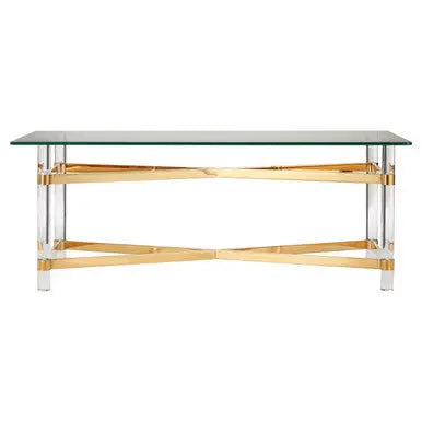 Glass Top Coffee Table with Acrylic Legs, Clarence