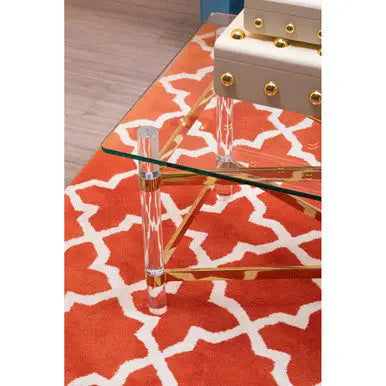 Glass Top Coffee Table with Acrylic Legs, Clarence