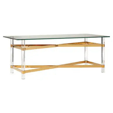 Glass Top Coffee Table with Acrylic Legs, Clarence