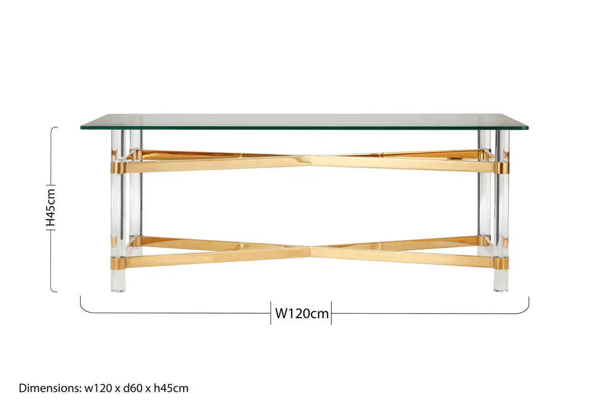 Glass Top Coffee Table with Acrylic Legs, Clarence