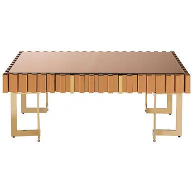 Glass Top Gold Finish Rectangular Coffee Table | Rivoli