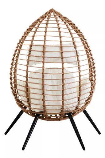 Goa Natural Rattan Effect Egg Chair with Cream Cushions