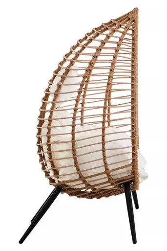 Goa Natural Rattan Effect Egg Chair with Cream Cushions