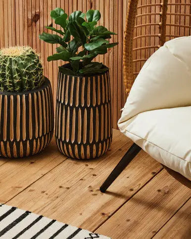 Goa Natural Rattan Effect Egg Chair with Cream Cushions