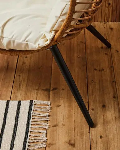Goa Natural Rattan Effect Egg Chair with Cream Cushions