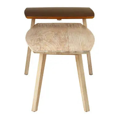 Gold and Natural Two Tone Coffee Table with Solid Elm Wood, Kyra