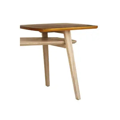 Gold and Natural Two Tone Coffee Table with Solid Elm Wood, Kyra