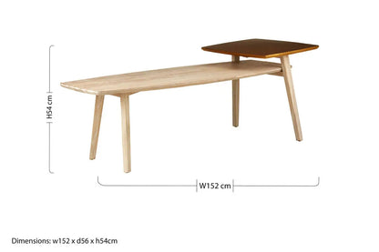 Gold and Natural Two Tone Coffee Table with Solid Elm Wood, Kyra